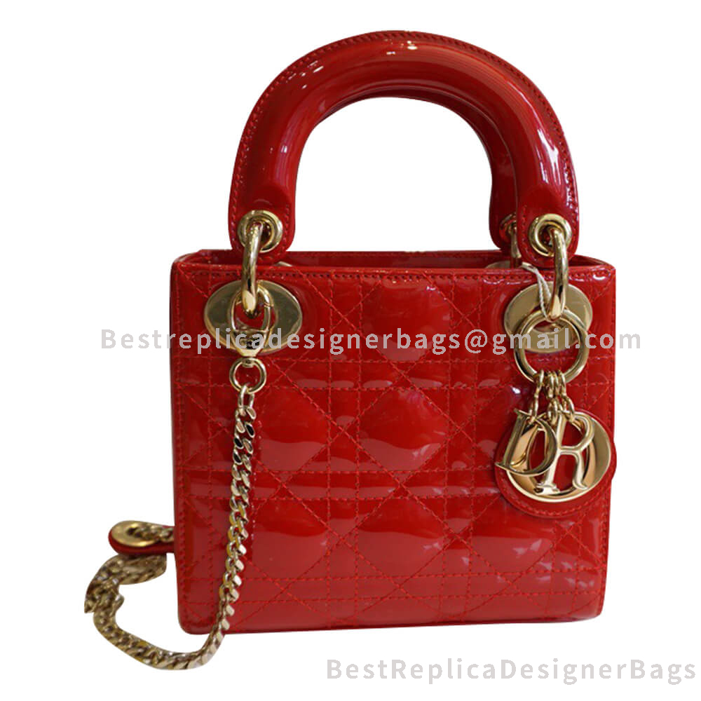 Dior Mini Dior Quilted Patent Calfskin Bag Red GHW